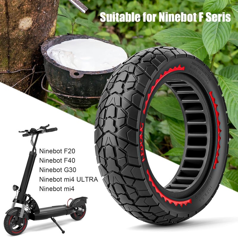 Cooryda 10X2.5 Off Road Tire for Ninebot F20/F40/G30/mi4 ULTRA/mi4,10 inch Solid Tyres 60/70-6.5 with Mounting Tool for Electric Scooter, 10X2.5'' Scooter Replacement Wheels For Front(Red 1pc) - Image 4